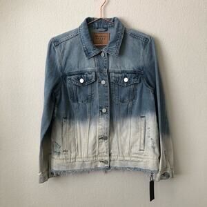 Blank NYC blue white distressed denim jacket